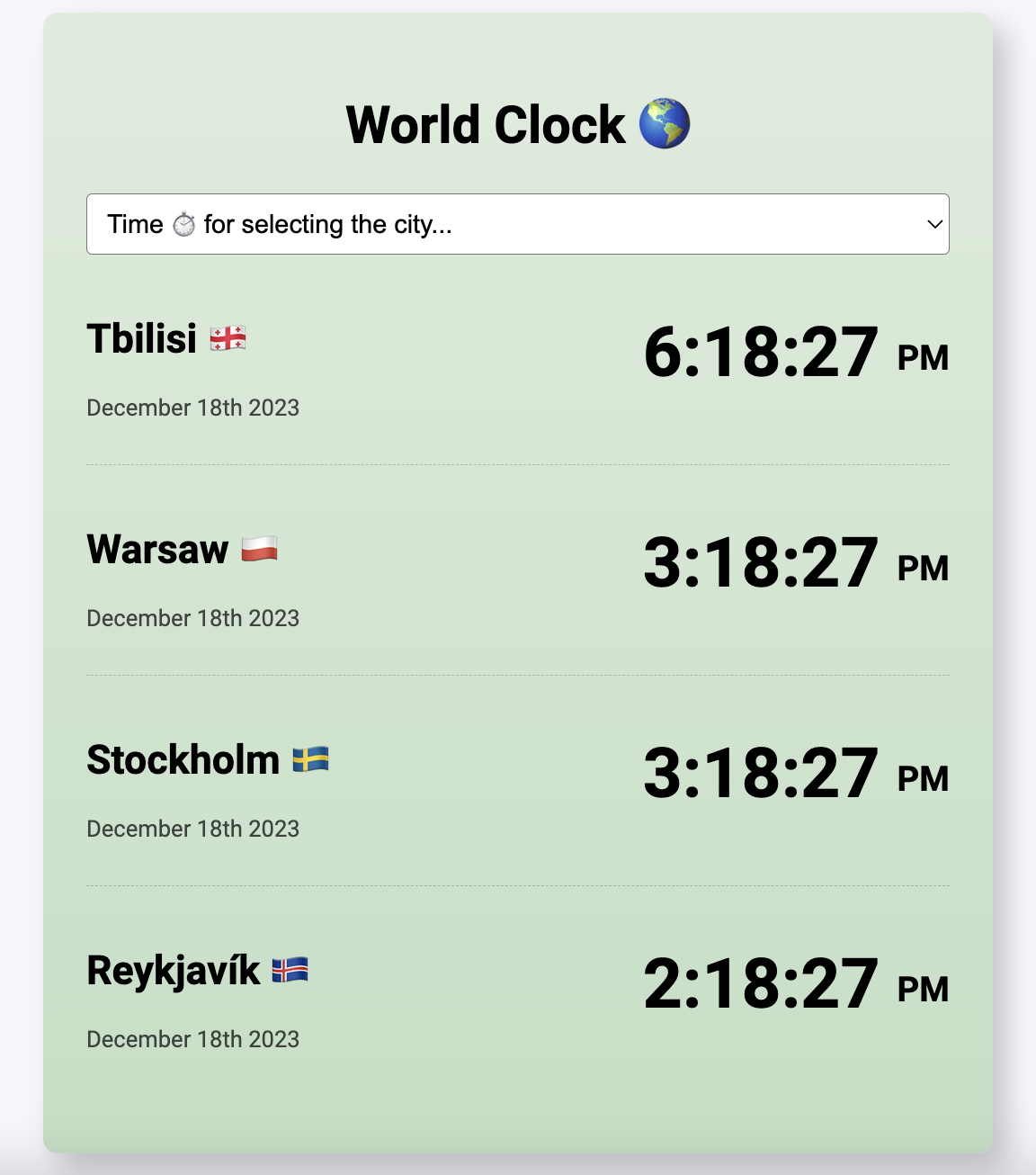 World Clock app